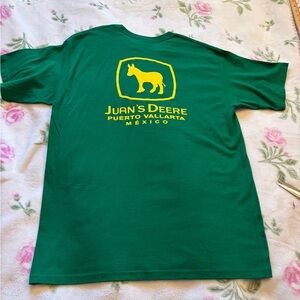 Juan Deere parody John Deere logo Green T Shirt - Size Large